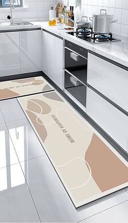 现代北欧简约轻奢厨房地垫几何地毯吸水脚垫