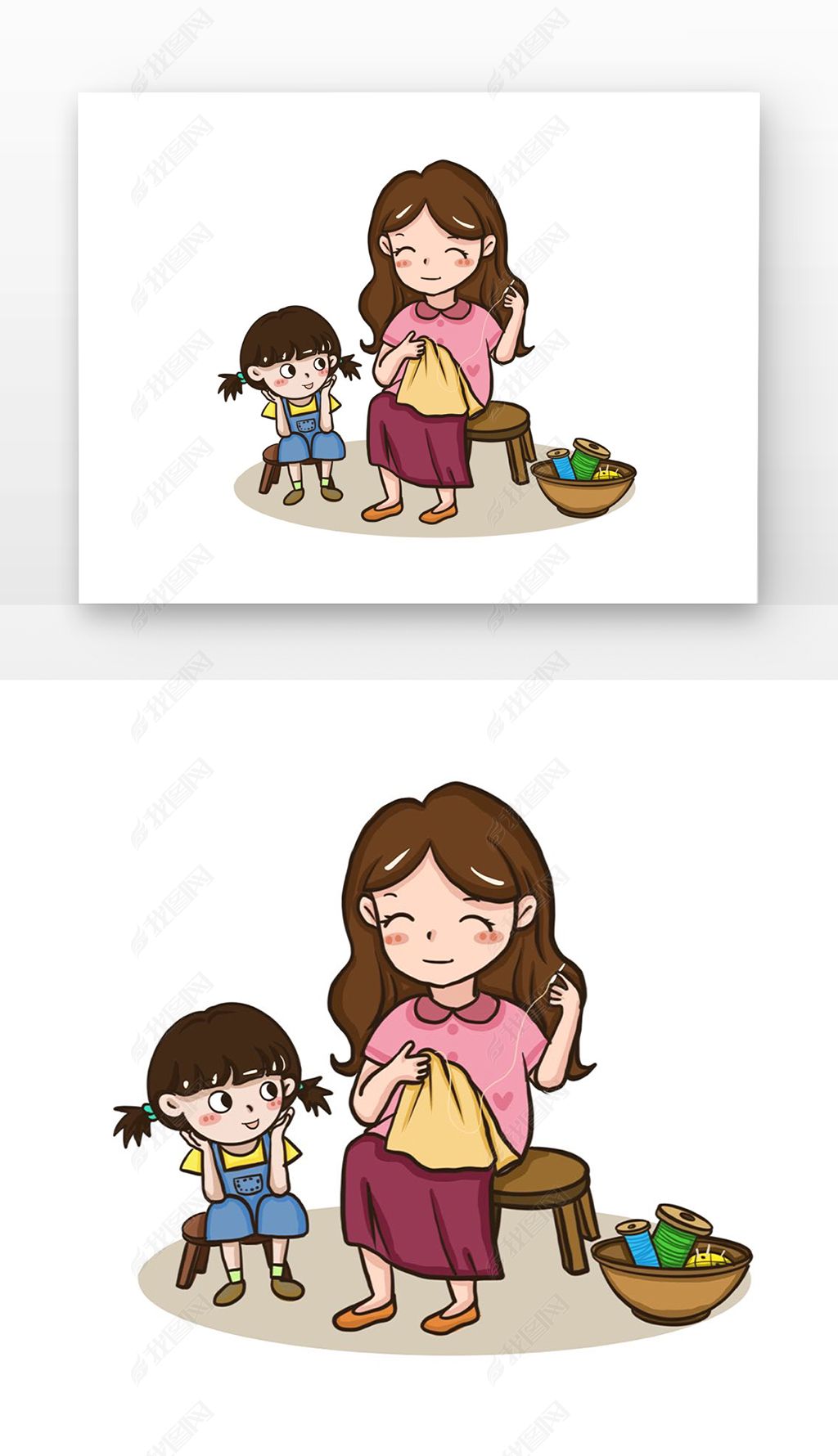 棕色可爱卡通母亲节母亲缝衣服元素素材简介我图网提供棕色可爱卡通