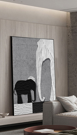 侘寂风肌理大象装饰画抽象高级感大幅装饰画