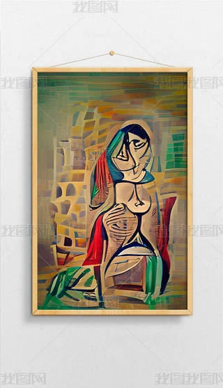 抽象画 女性肖像画 油彩 毕加索风舞女抽象油画抽象画装饰画下载-编号27387138-珐琅彩人物