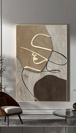 现代抽象侘寂风人物线条光影客厅玄关装饰画5