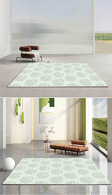 现代简约ins绿色小清新夏日地毯地垫设计