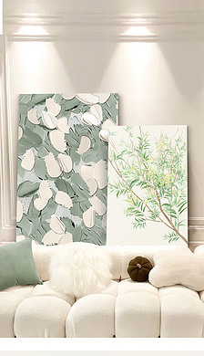 肌理客厅落地画现代手绘北欧风绿植组合装饰画2