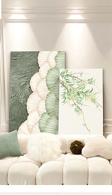 肌理客厅落地画现代手绘北欧风绿植组合装饰画4