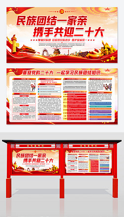 民族团结一家亲同心共筑中国梦宣传海报展板设计