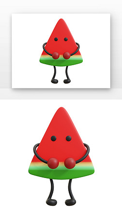 拟人西瓜3D立体红色西瓜