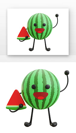 拟人西瓜3D立体新鲜水果西瓜