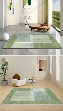 现代轻奢简约绿色几何小清新夏日客厅地毯地垫