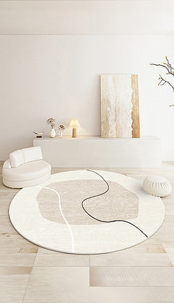 现代北欧ins几何线条圆形侘寂风地毯地垫设计