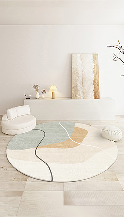 现代北欧ins几何线条圆形小清新地毯地垫设计