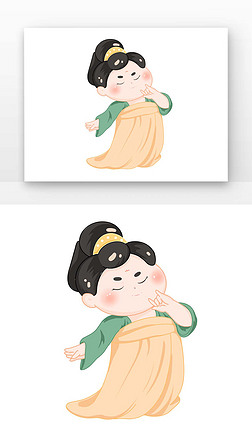 扁平手绘小人传统文化唐朝女人