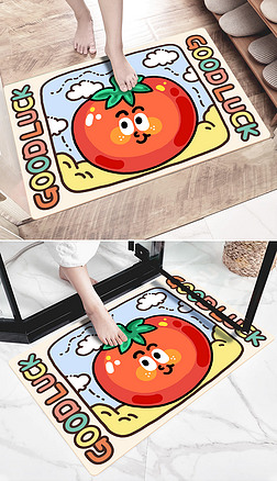 时尚简约小清新趣味水果卡通门厅卧室地毯地垫