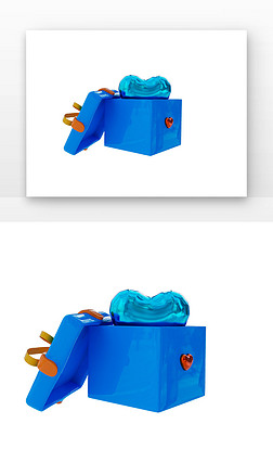 MAYA模型3D蓝色爱心气球礼盒元素