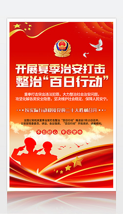 开展夏季治安打击整治百日行动主题宣传海报展板