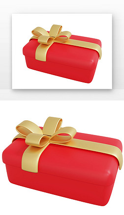 3D新年礼物盒红色喜庆长方形礼物盒blend