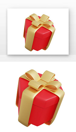 3D新年礼物盒新春红色喜庆礼物盒blend