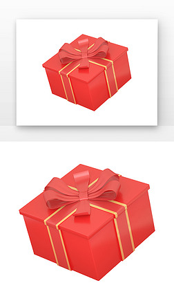 C4D红色新年礼盒3d渲染元素