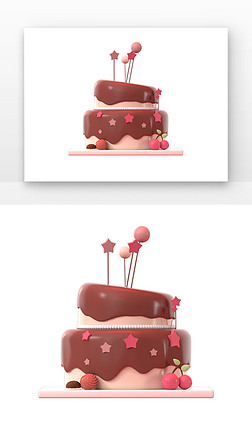 C4D蛋糕甜点甜品巧克力奶油生日蛋糕