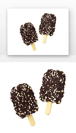 C4D夏日冷饮和冰淇淋黑色冰棍