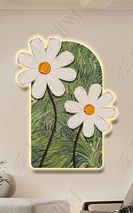 现代简约花卉植物北欧带led灯沙发背景装饰画