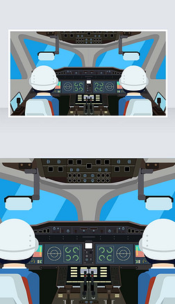 矢量客机飞机驾驶舱内部驾驶员操作台仪表盘