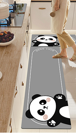 卡通北欧简约复古美式现代厨房地垫脚垫熊猫地毯