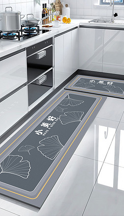 现代北欧简约花朵硅藻泥轻奢厨房地毯创意地垫