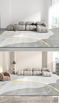 现代灰色简约轻奢几何线条玄关客厅地毯地垫