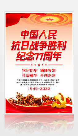 中国人民抗日战争胜利纪念日77周年海报