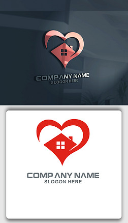爱心房子标志logo
