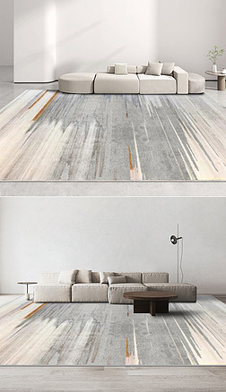 现代灰色简约轻奢几何创意条纹客厅地毯地垫