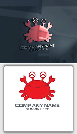 卡通螃蟹图案logo