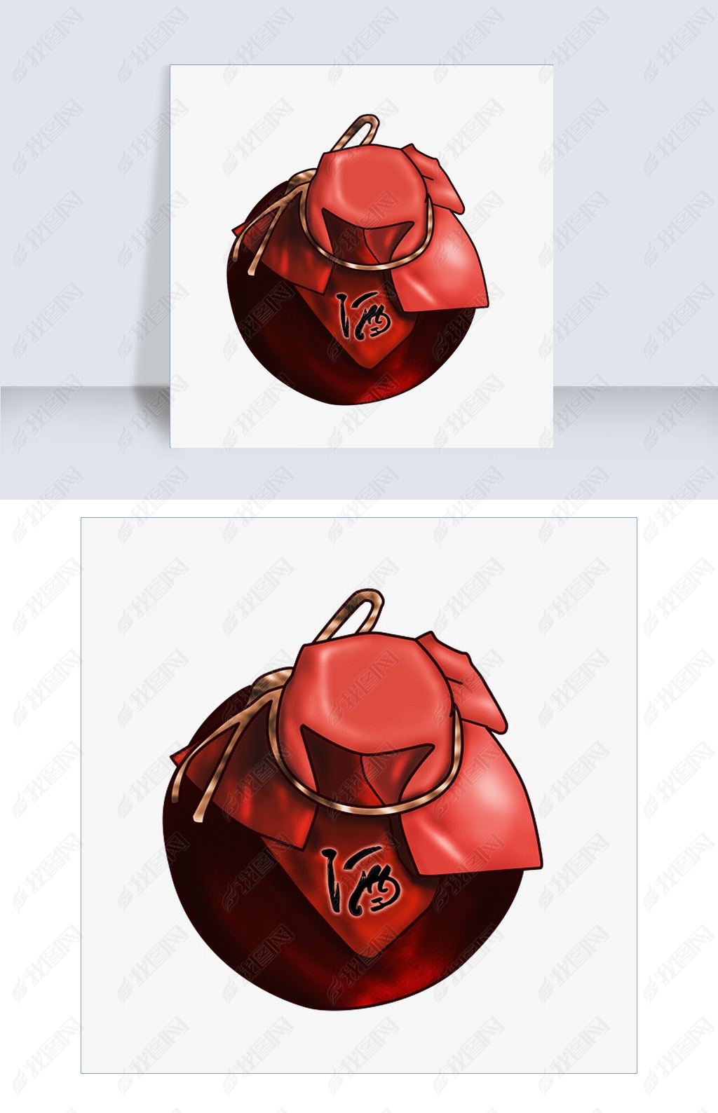 原创手绘酒坛版权可商用