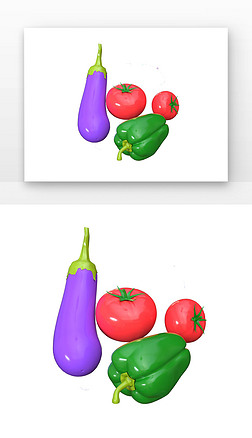c4d茄子西红柿青椒蔬菜3d元素