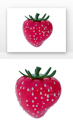 新鲜草莓饱满多汁水果3D元素