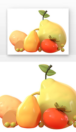 C4D蔬菜和水果梨柿子土豆