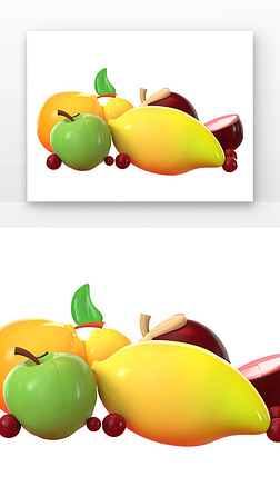 C4D蔬菜和水果芒果苹果梨