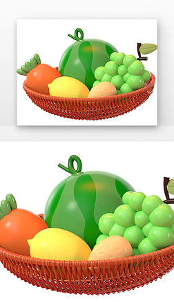 C4D蔬菜和水果葡萄柠檬水果蔬菜