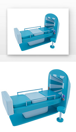 医疗机器蓝白多功能CT躺床医疗3D元素