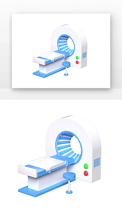 C4D医疗机器蓝白卡通3D立体元素