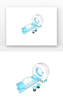 C4D蓝白色医疗机器3D立体元素