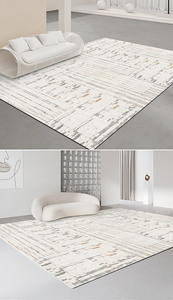 现代简约抽象几何条纹侘寂风地毯地垫设计