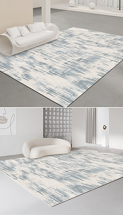 现代简约蓝色抽象几何地毯地垫图案设计