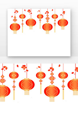 红色中国风国庆灯笼花瓣飞扬元素