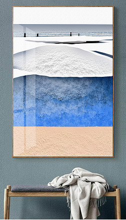 雪景手绘肌理装饰画现代风景抽象装饰画玄关