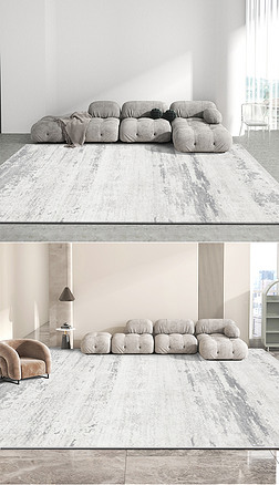 现代简约灰色轻奢抽象水墨玄关客厅床边地毯