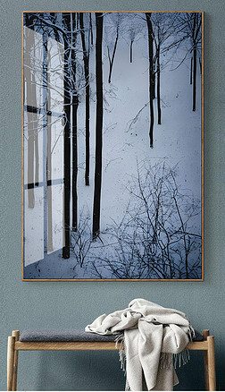 森林抽象现代装饰画北欧玄关客厅手绘装饰画