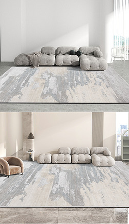 现代简约灰色轻奢抽象几何玄关客厅床边地毯