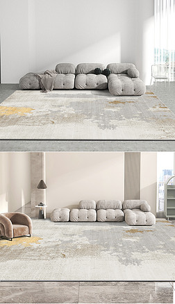 现代简约条纹轻奢抽象水墨玄关客厅床边地毯