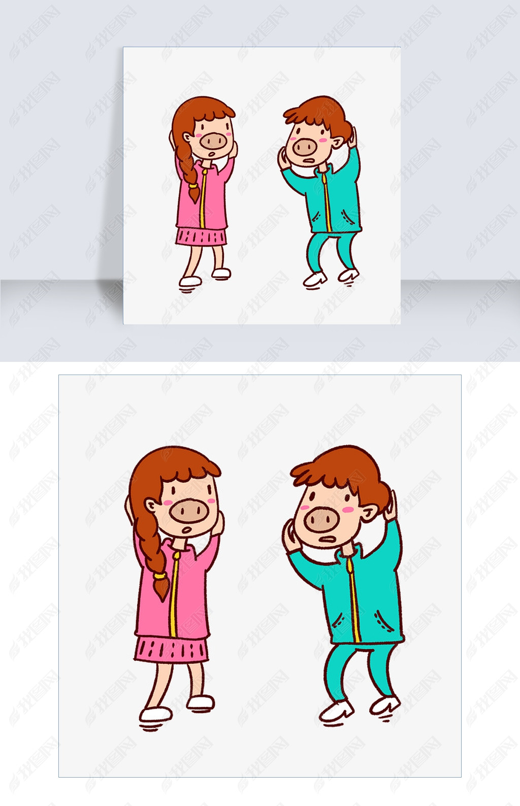 原创手绘卡通可爱小猪女生男生版权可商用